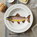 Brown trout 30cm deep rimmed plate lifestyle