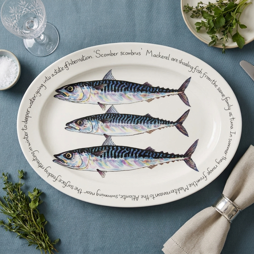 Mackerel 39cm oval plate lifestyle