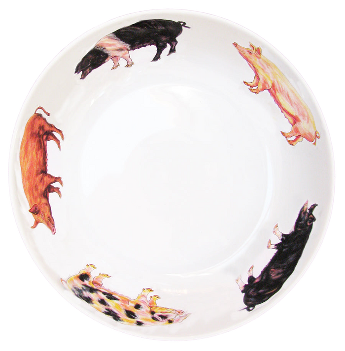 Pigs 24cm (9.5") Bowl (limited edition last few) styled on the table