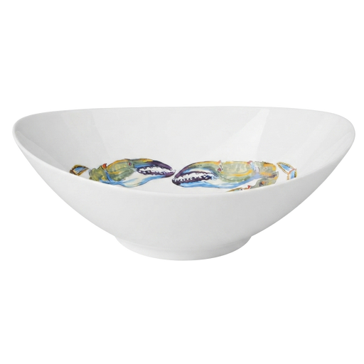 Blue Crab 27cm Oval Bowl side view
