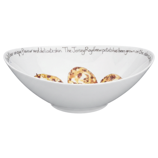 Jersey Royal Potato 27cm Oval Bowl side view