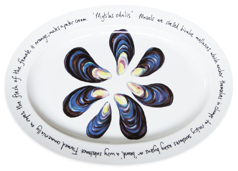 Mussels 39cm (15.4") Oval Plate with TEXT