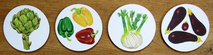 Vegetables 4 coaster gift selection table setting