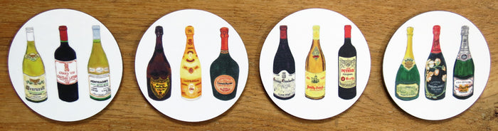 Wine & Champagne 4 coaster gift selection in use