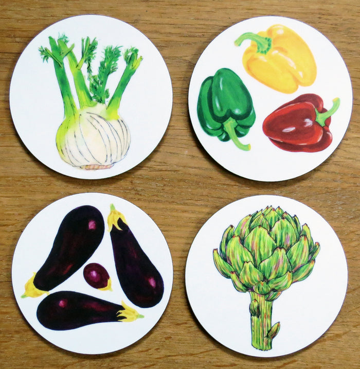Vegetables 4 coaster gift selection in use