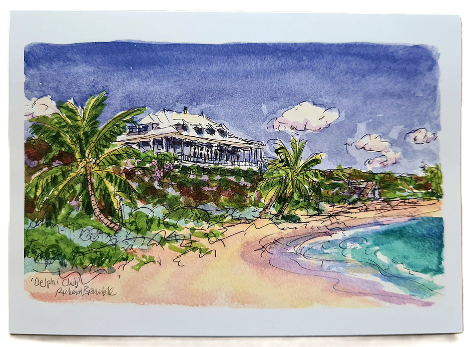 Delphi Club in the Bahamas, from the Beach, Greetings Card
