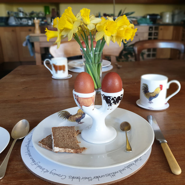 Cow Double Egg Cup table setting