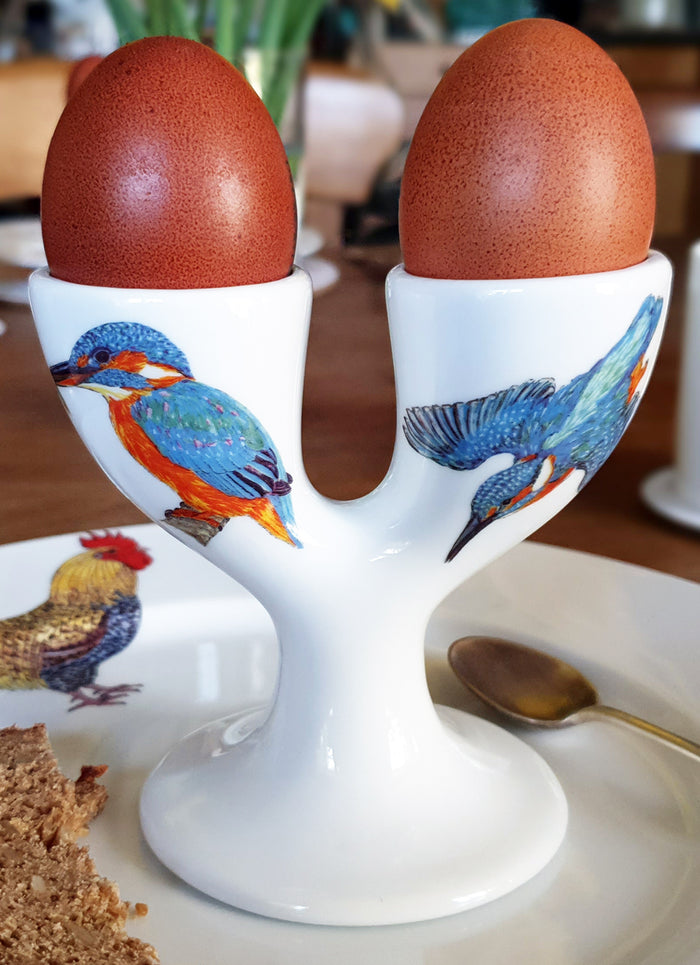 Kingfisher Double Egg Cup styled on the table