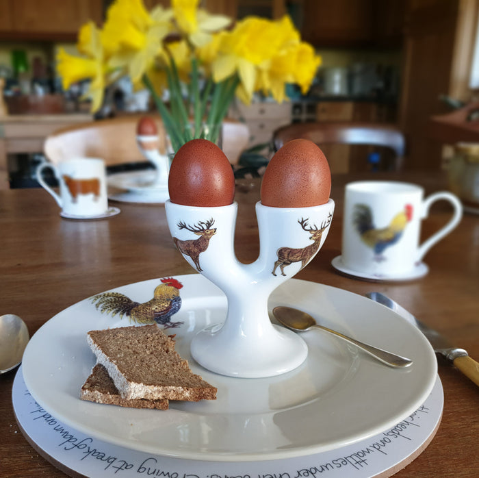 Stags Double Egg Cup in use