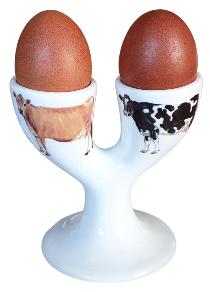 Cow Double Egg Cup styled on the table