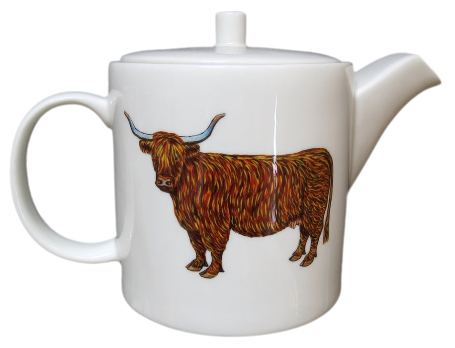 Highland Cow Teapot Straight sided