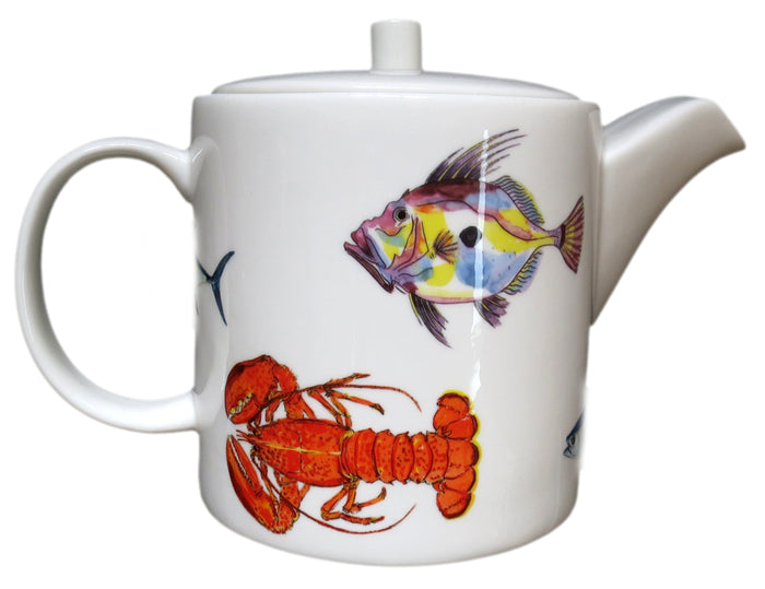 Fish & Shellfish Tuna Teapot Straight sided in use
