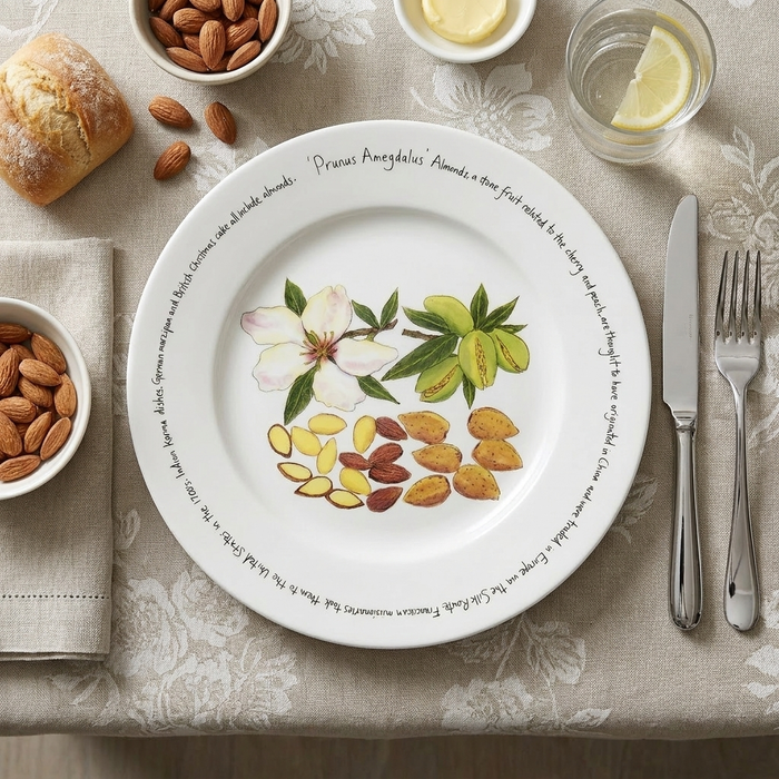 Almonds 30cm Flat Rimmed Plate styled on the table