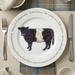 Belted Galloway Cow 30cm flat rimmed plate lifestyle image