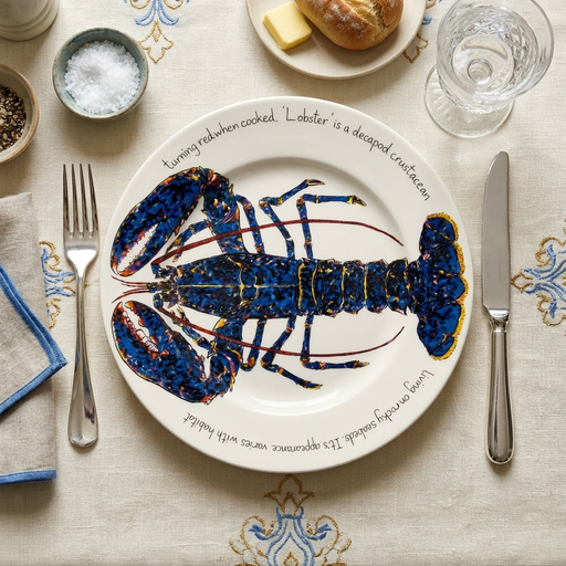 Blue Lobster 30cm flat rimmed plate lifestyle image