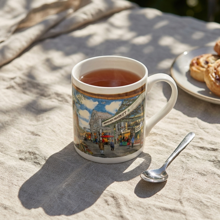 Borough Market mug (large size) styled on the table