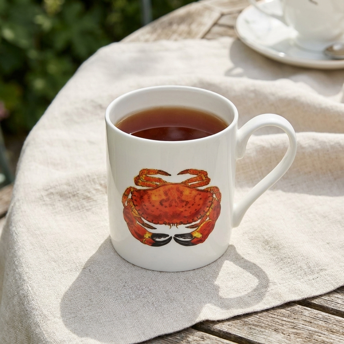 Crab & Lobster  Mug (medium straight sided) styled on the table