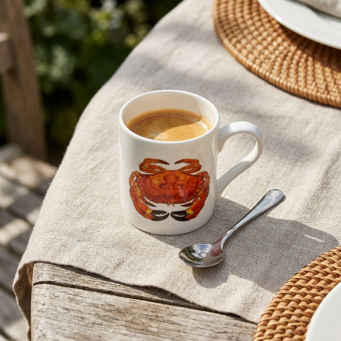 Crab & Lobster Small Mug styled on the table
