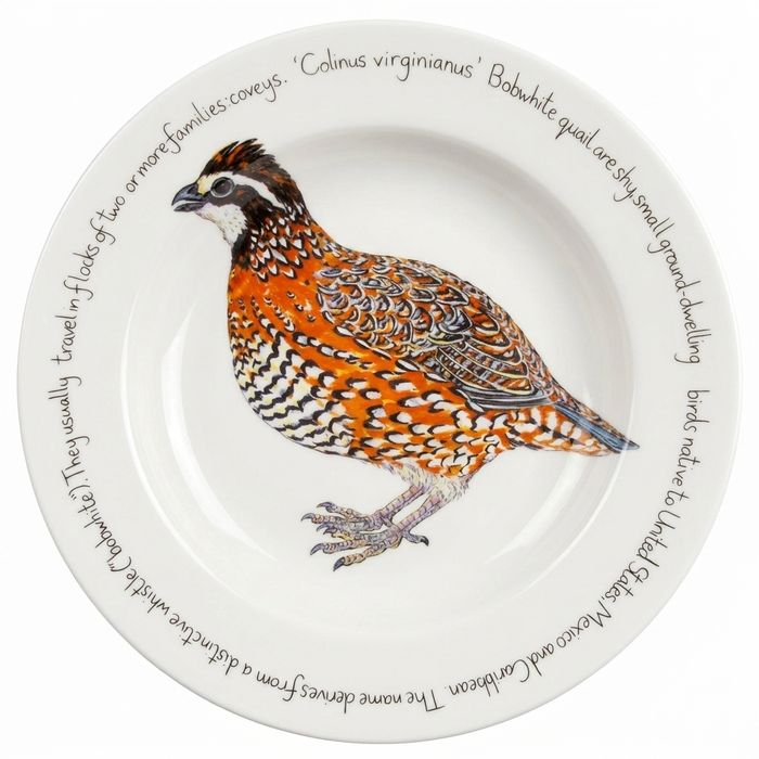 Bobwhite Quail 30cm Deep Rimmed Plate