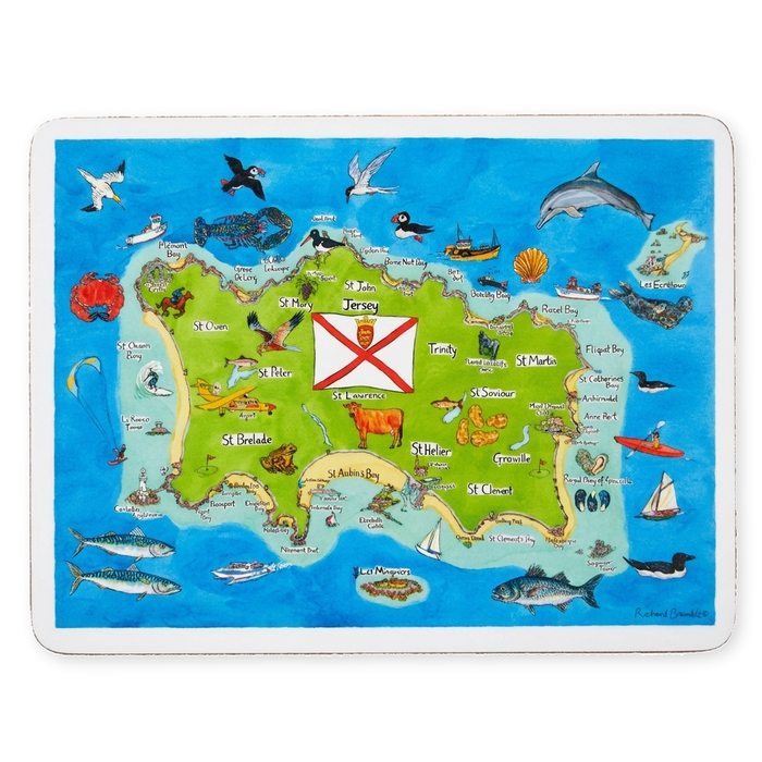 Jersey Island Map in the Channel Islands LARGE Tablemat (made to order)