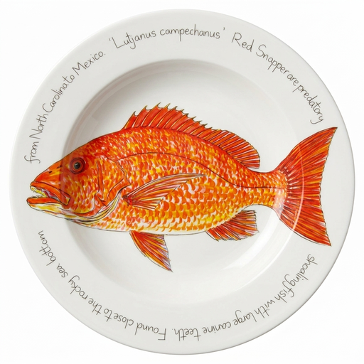 Red Snapper 30cm Deep Rimmed Plate