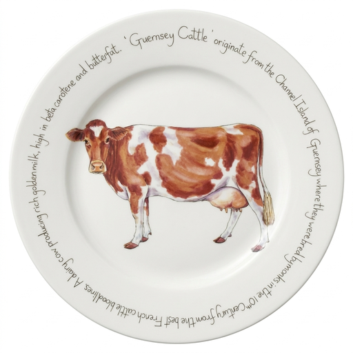 Guernsey Cow 30cm Flat Rimmed Plate