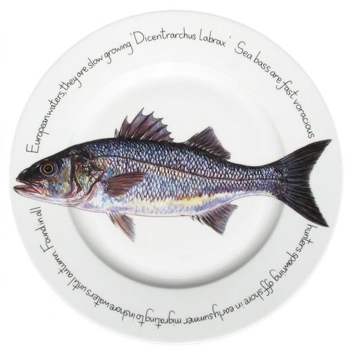 Sea Bass 30cm Flat Rimmed Plate