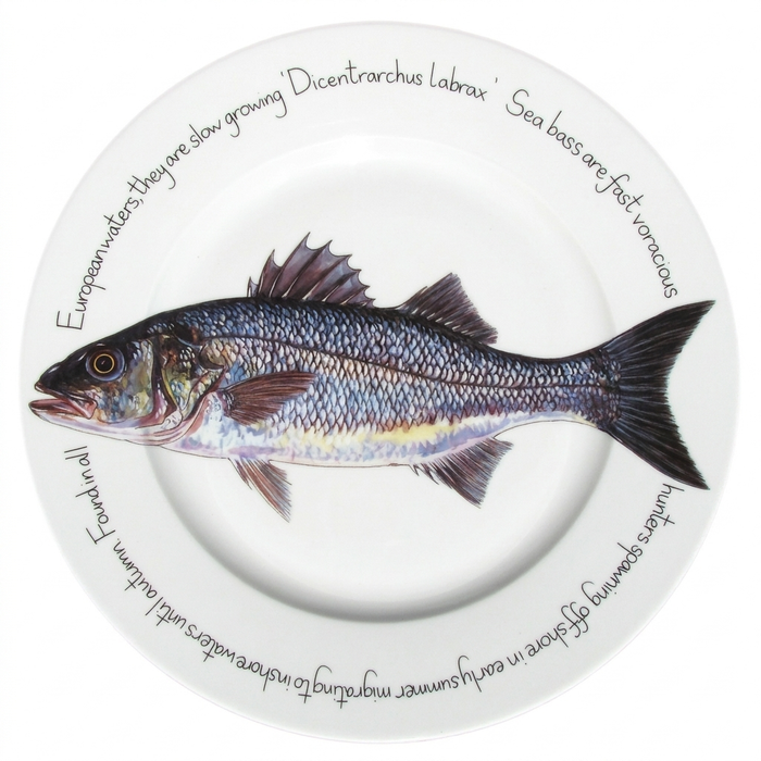 Sea Bass 30cm Flat Rimmed Plate