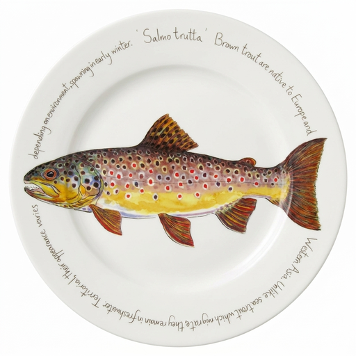 Brown Trout 30cm Flat Rimmed Plate
