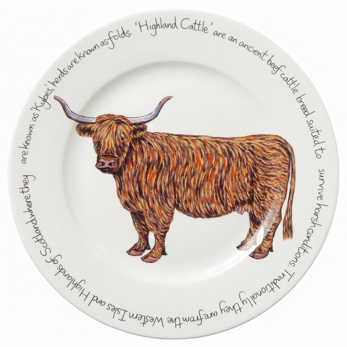 Highland Cow 30cm Flat Rimmed Plate