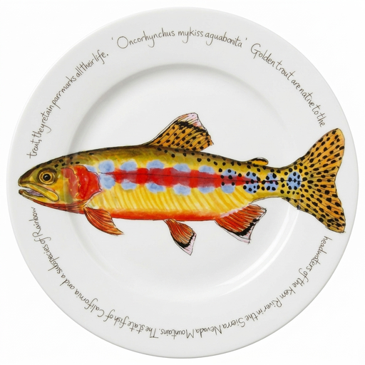 Golden Trout 30cm Flat Rimmed Plate
