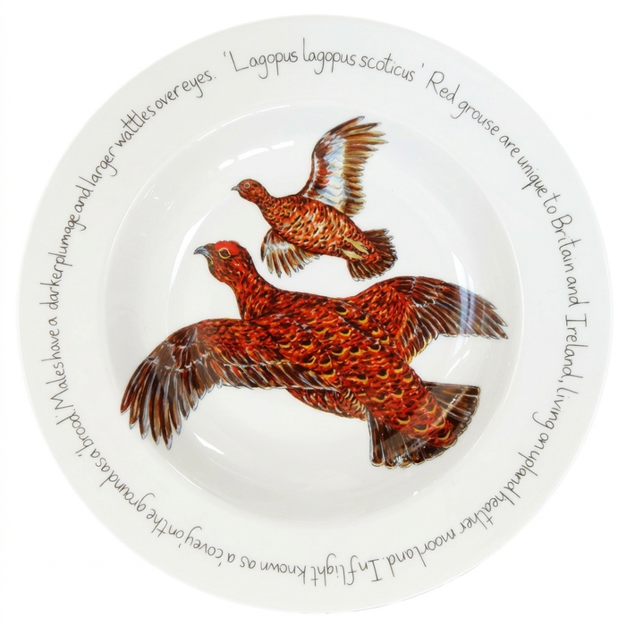 Red Grouse 30cm Deep Rimmed Plate