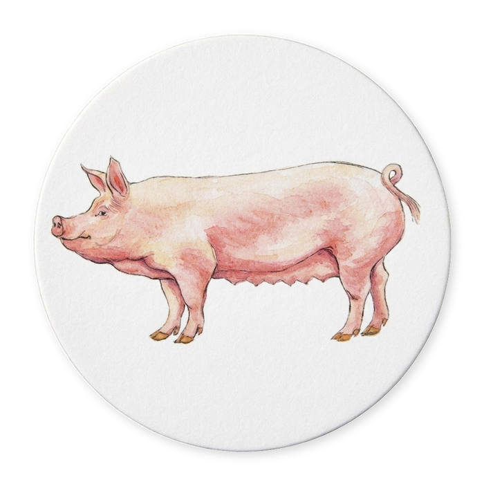 Richard Bramble Large White Pig Coaster