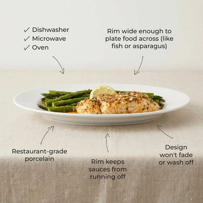 Asparagus 30cm Flat Rimmed Plate in use