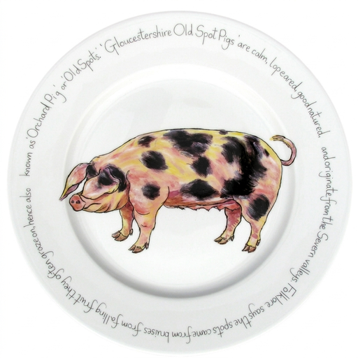 Gloucestershire Old Spot Pig 30cm Flat Rimmed Plate