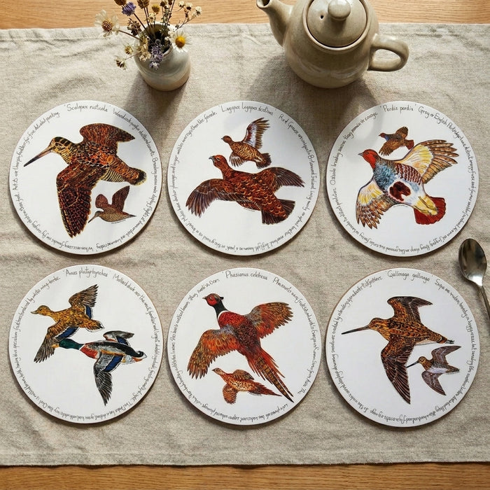 British Gamebirds Tablemat Set of 6 by Richard Bramble