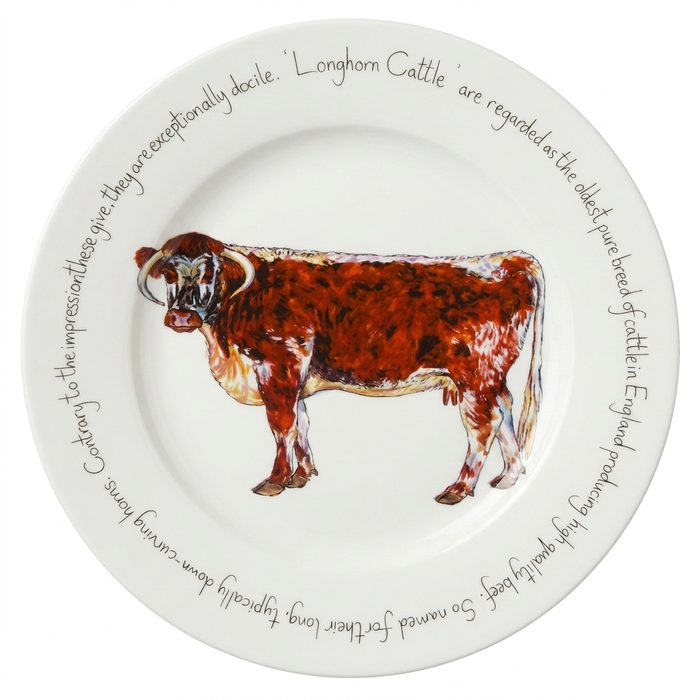 Longhorn Cow 30cm Flat Rimmed Plate