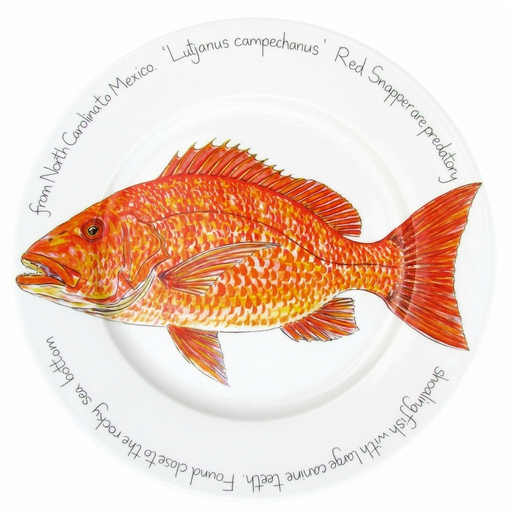 Red Snapper 30cm Flat Rimmed Plate