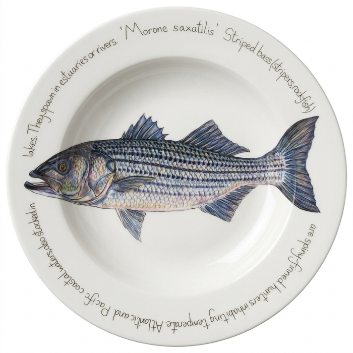 Striped Bass 30cm Deep Rimmed Plate