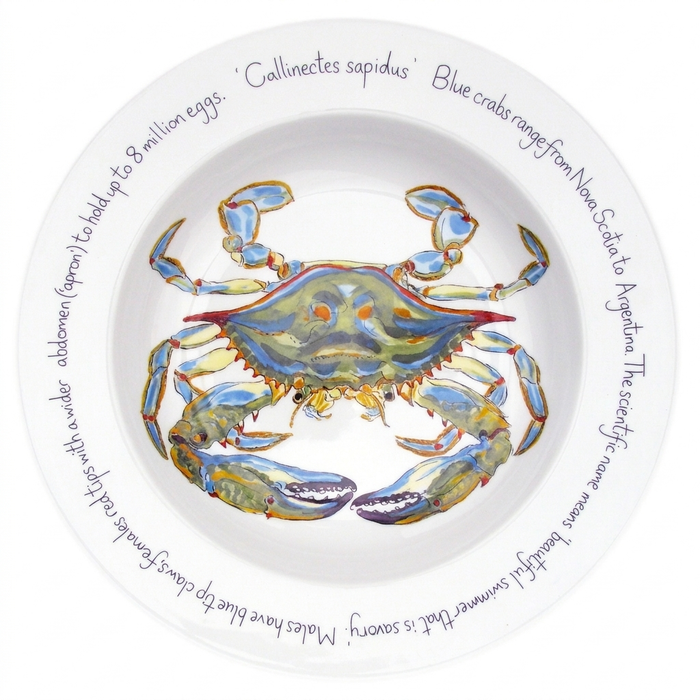 Blue Crab 30cm Deep Rimmed Plate