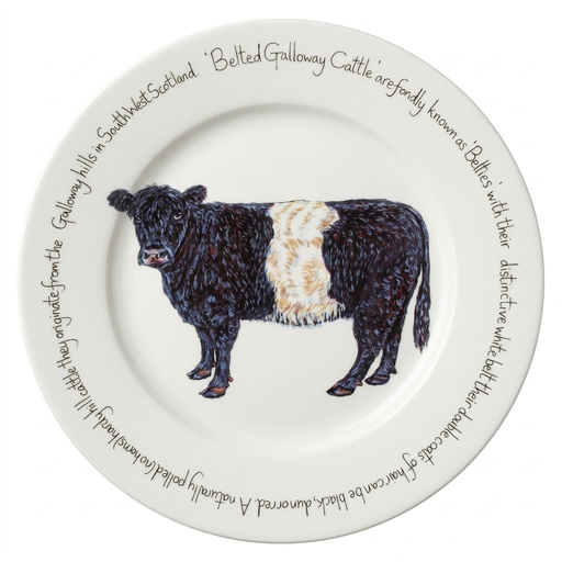 Belted Galloway Cow 30cm Flat Rimmed Plate