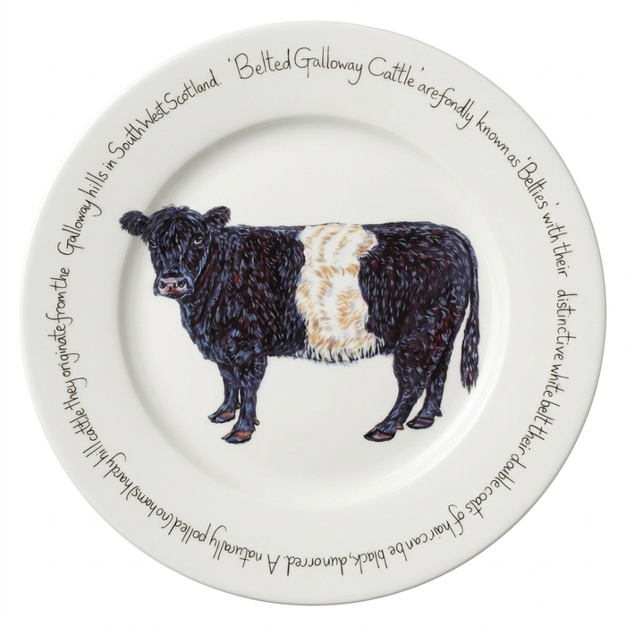 Belted Galloway Cow 30cm Flat Rimmed Plate