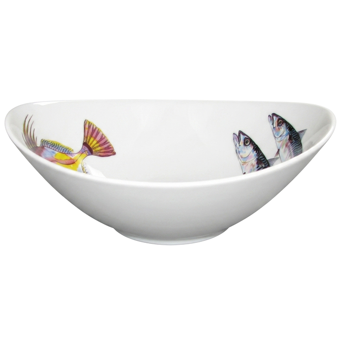 Mackerel & John Dory 18cm Oval Bowl styled on the table