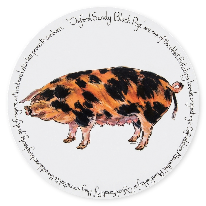 Oxford Sandy Black Pig Tablemat