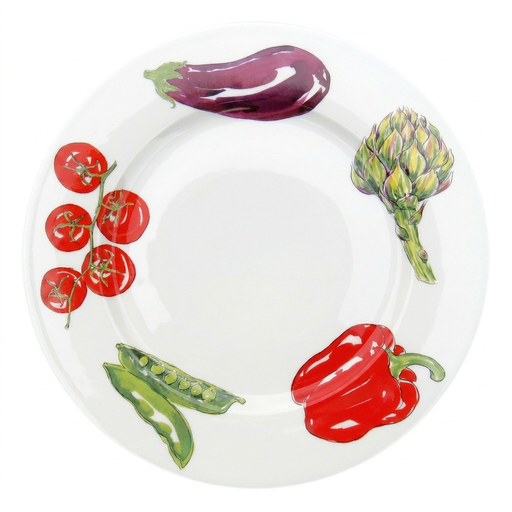 Vegetables 30cm Flat Rimmed Plate
