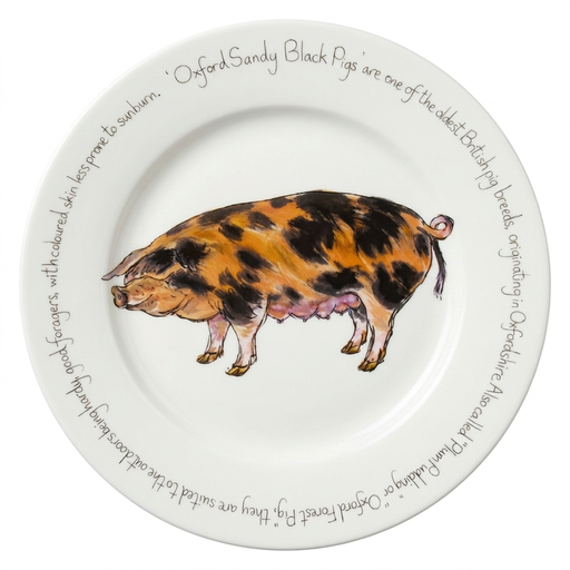 Oxford Sandy Black Pig 30cm Flat Rimmed Plate