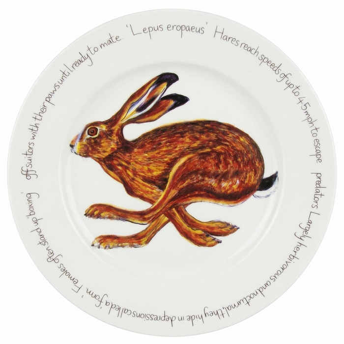 Hare Running 30cm Flat Rimmed Plate