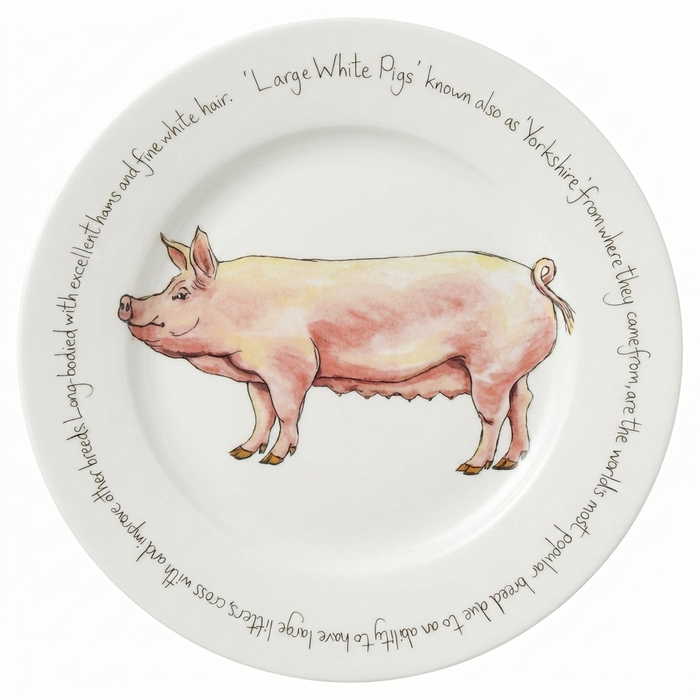 Large White Pig 30cm Flat Rimmed Plate