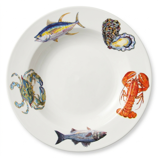 Fish & Shellfish US East Coast 30cm Deep Rimmed Plate