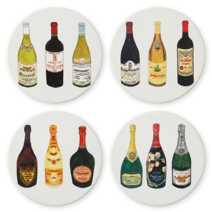 Wine & Champagne 4 coaster gift selection
